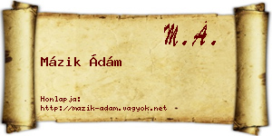 Mázik Ádám névjegykártya
